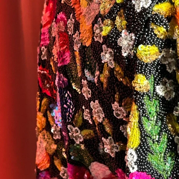 VINTAGE LAURENCE KAZAR Silk multi-colored beaded short jacket - Picture 8 of 16